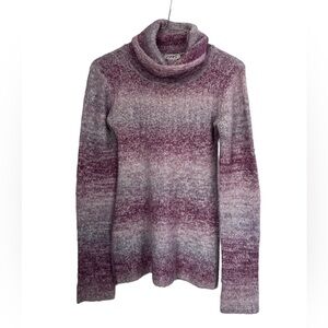 Y2K Purple Ombre Turtleneck Tunic Knit Sweater Top XL